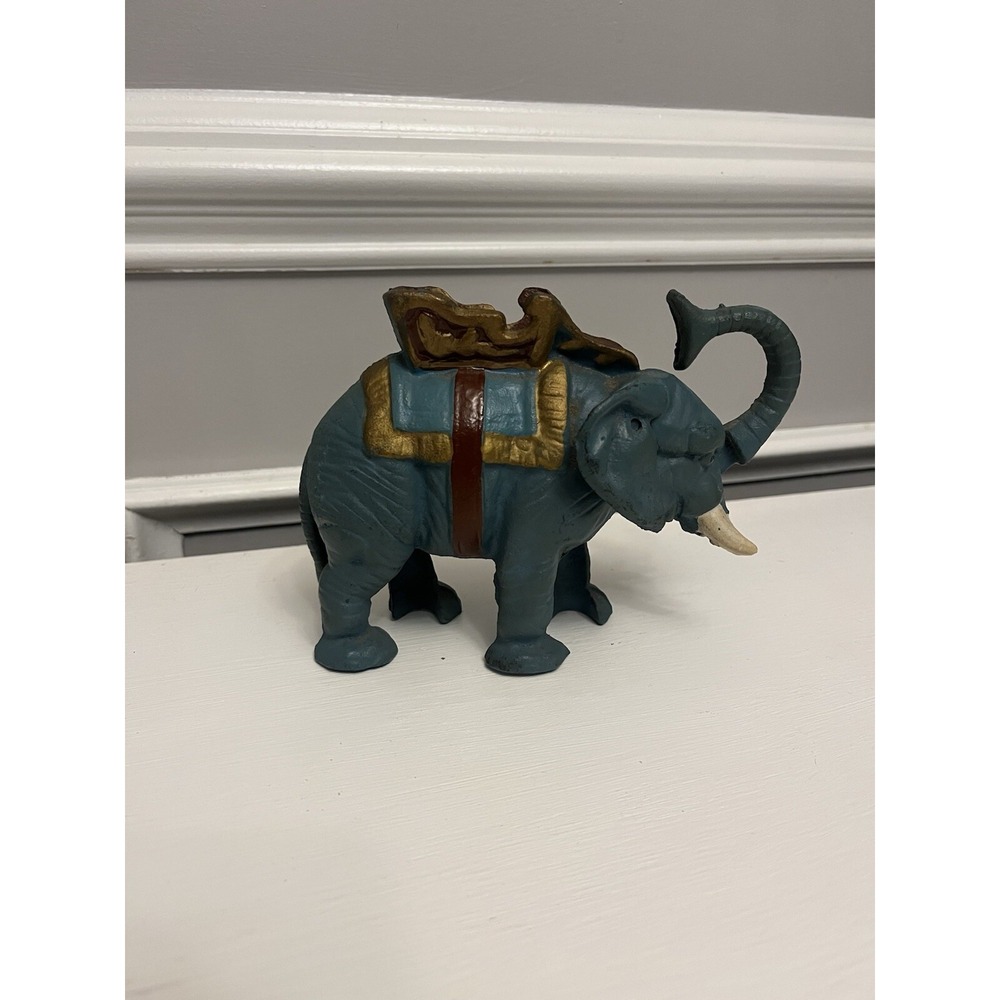 Vintage Repro Cast Iron Circus Elephant Mechanical Coin Bank Acme Japan Works